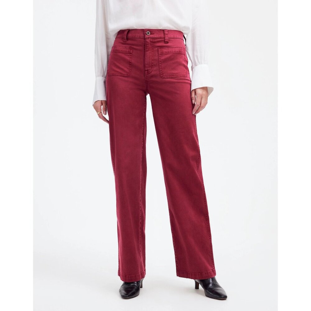 Madewell Emmett Wide-Leg Pants Women's Size 23 Claret Red Patch Pocket Edition - Picture 9 of 16